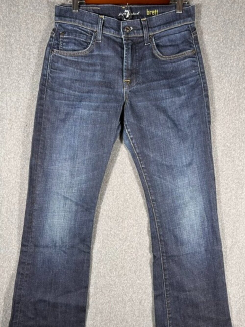 7 for all mankind "Brett" Bootcut Jeans Mens Sz 28 Denim Dark Wash Relaxed EUC